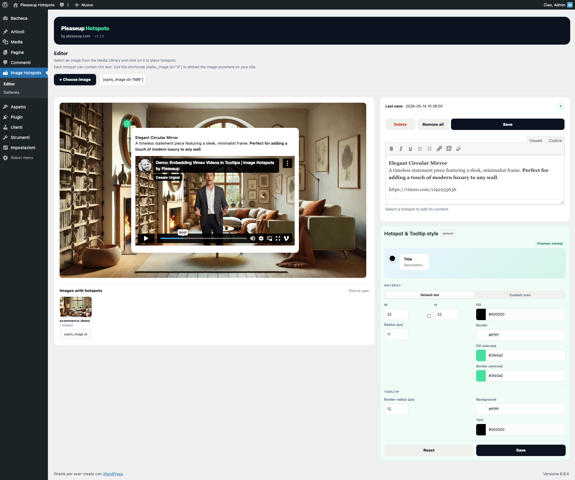 Demo: Embedding Vimeo Videos in Tooltips | Image Hotspots by Pleaseup